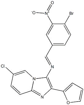 3-({4-bromo-3-nitrobenzylidene}amino)-6-chloro-2-(2-furyl)imidazo[1,2-a]pyridine Structure