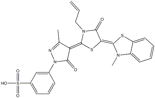 3-{4-[3-allyl-5-(3-methyl-1,3-benzothiazol-2(3H)-ylidene)-4-oxo-1,3-thiazolidin-2-ylidene]-3-methyl-5-oxo-4,5-dihydro-1H-pyrazol-1-yl}benzenesulfonic acid Structure