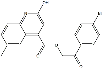 2-(4-bromophenyl)-2-oxoethyl 2-hydroxy-6-methyl-4-quinolinecarboxylate 구조식 이미지