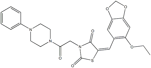 5-[(6-ethoxy-1,3-benzodioxol-5-yl)methylene]-3-[2-oxo-2-(4-phenylpiperazin-1-yl)ethyl]-1,3-thiazolidine-2,4-dione Structure