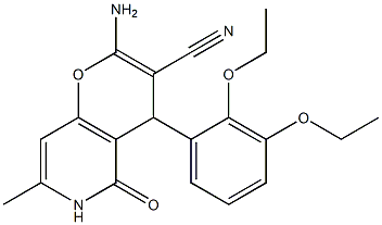 2-amino-4-(2,3-diethoxyphenyl)-7-methyl-5-oxo-5,6-dihydro-4H-pyrano[3,2-c]pyridine-3-carbonitrile 구조식 이미지