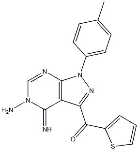 [5-amino-4-imino-1-(4-methylphenyl)-4,5-dihydro-1H-pyrazolo[3,4-d]pyrimidin-3-yl](2-thienyl)methanone 구조식 이미지