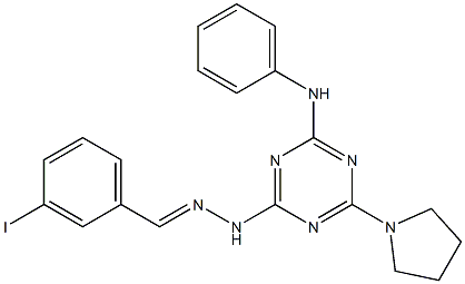 3-iodobenzaldehyde [4-anilino-6-(1-pyrrolidinyl)-1,3,5-triazin-2-yl]hydrazone 구조식 이미지