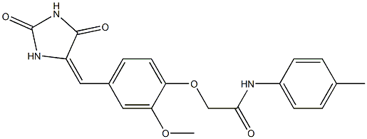 2-{4-[(2,5-dioxo-4-imidazolidinylidene)methyl]-2-methoxyphenoxy}-N-(4-methylphenyl)acetamide Structure