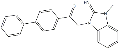 1-[1,1'-biphenyl]-4-yl-2-(2-imino-3-methyl-2,3-dihydro-1H-benzimidazol-1-yl)ethanone Structure