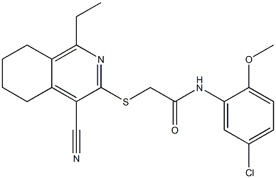 N-(5-chloro-2-methoxyphenyl)-2-[(4-cyano-1-ethyl-5,6,7,8-tetrahydro-3-isoquinolinyl)sulfanyl]acetamide Structure