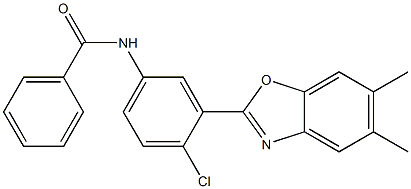 N-[4-chloro-3-(5,6-dimethyl-1,3-benzoxazol-2-yl)phenyl]benzamide 구조식 이미지