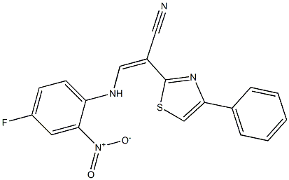 3-{4-fluoro-2-nitroanilino}-2-(4-phenyl-1,3-thiazol-2-yl)acrylonitrile 구조식 이미지