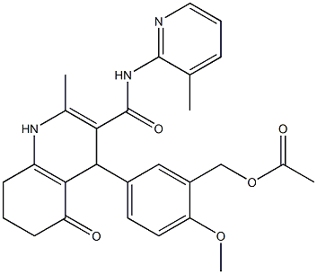2-methoxy-5-(2-methyl-3-{[(3-methyl-2-pyridinyl)amino]carbonyl}-5-oxo-1,4,5,6,7,8-hexahydro-4-quinolinyl)benzyl acetate Structure