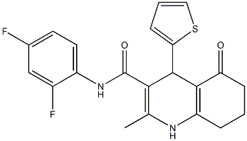 N-(2,4-difluorophenyl)-2-methyl-5-oxo-4-(2-thienyl)-1,4,5,6,7,8-hexahydro-3-quinolinecarboxamide 구조식 이미지