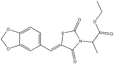 ethyl 2-[5-(1,3-benzodioxol-5-ylmethylene)-2,4-dioxo-1,3-thiazolidin-3-yl]propanoate 구조식 이미지