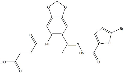 4-({6-[N-(5-bromo-2-furoyl)ethanehydrazonoyl]-1,3-benzodioxol-5-yl}amino)-4-oxobutanoic acid Structure