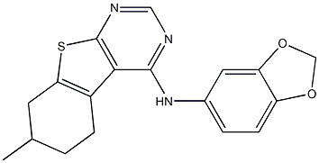 N-(1,3-benzodioxol-5-yl)-7-methyl-5,6,7,8-tetrahydro[1]benzothieno[2,3-d]pyrimidin-4-amine 구조식 이미지