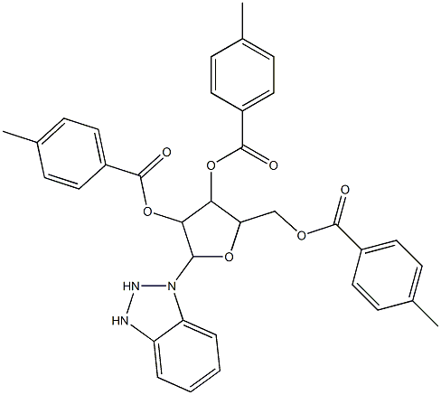 2-(2,3-dihydro-1H-1,2,3-benzotriazol-1-yl)-4-[(4-methylbenzoyl)oxy]-5-{[(4-methylbenzoyl)oxy]methyl}tetrahydro-3-furanyl 4-methylbenzoate Structure