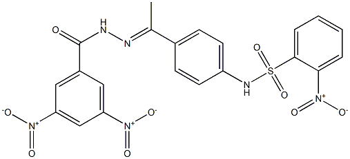 N-[4-(N-{3,5-bisnitrobenzoyl}ethanehydrazonoyl)phenyl]-2-nitrobenzenesulfonamide 구조식 이미지