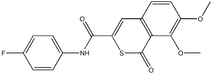 N-(4-fluorophenyl)-7,8-dimethoxy-1-oxo-1H-isothiochromene-3-carboxamide 구조식 이미지