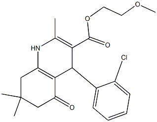 2-methoxyethyl 4-(2-chlorophenyl)-2,7,7-trimethyl-5-oxo-1,4,5,6,7,8-hexahydro-3-quinolinecarboxylate 구조식 이미지