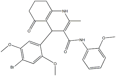 4-(4-bromo-2,5-dimethoxyphenyl)-N-(2-methoxyphenyl)-2-methyl-5-oxo-1,4,5,6,7,8-hexahydro-3-quinolinecarboxamide Structure