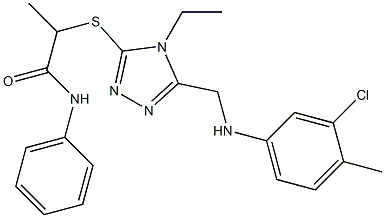 2-[(5-{[(3-chloro-4-methylphenyl)amino]methyl}-4-ethyl-4H-1,2,4-triazol-3-yl)sulfanyl]-N-phenylpropanamide Structure