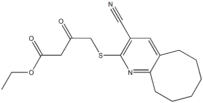 ethyl 4-[(3-cyano-5,6,7,8,9,10-hexahydrocycloocta[b]pyridin-2-yl)sulfanyl]-3-oxobutanoate 구조식 이미지