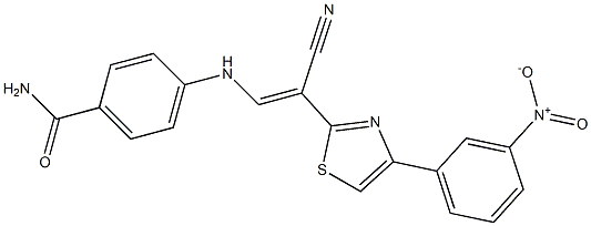 4-{[2-cyano-2-(4-{3-nitrophenyl}-1,3-thiazol-2-yl)vinyl]amino}benzamide 구조식 이미지