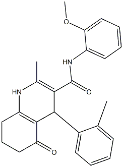 N-(2-methoxyphenyl)-2-methyl-4-(2-methylphenyl)-5-oxo-1,4,5,6,7,8-hexahydro-3-quinolinecarboxamide 구조식 이미지