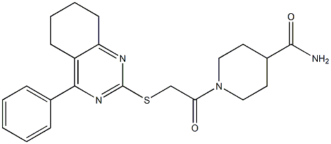 1-{[(4-phenyl-5,6,7,8-tetrahydro-2-quinazolinyl)thio]acetyl}-4-piperidinecarboxamide Structure