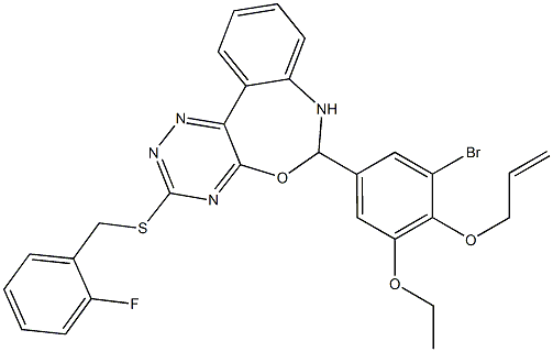 6-[4-(allyloxy)-3-bromo-5-ethoxyphenyl]-3-[(2-fluorobenzyl)sulfanyl]-6,7-dihydro[1,2,4]triazino[5,6-d][3,1]benzoxazepine Structure