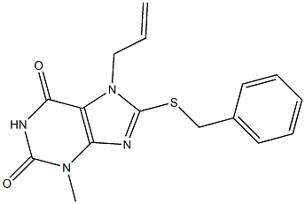 7-allyl-8-(benzylsulfanyl)-3-methyl-3,7-dihydro-1H-purine-2,6-dione 구조식 이미지