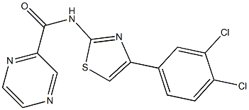 N-[4-(3,4-dichlorophenyl)-1,3-thiazol-2-yl]-2-pyrazinecarboxamide 구조식 이미지
