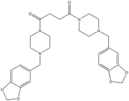 1-(1,3-benzodioxol-5-ylmethyl)-4-{4-[4-(1,3-benzodioxol-5-ylmethyl)-1-piperazinyl]-4-oxobutanoyl}piperazine Structure