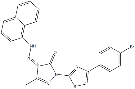 1-[4-(4-bromophenyl)-1,3-thiazol-2-yl]-3-methyl-1H-pyrazole-4,5-dione 4-[N-(1-naphthyl)hydrazone] Structure