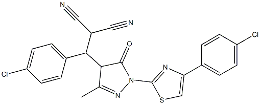 2-((4-chlorophenyl){1-[4-(4-chlorophenyl)-1,3-thiazol-2-yl]-3-methyl-5-oxo-4,5-dihydro-1H-pyrazol-4-yl}methyl)malononitrile Structure