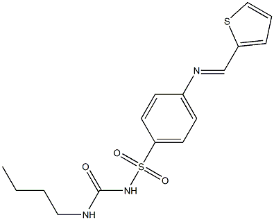 2-({[4-({[(butylamino)carbonyl]amino}sulfonyl)phenyl]imino}methyl)thiophene Structure