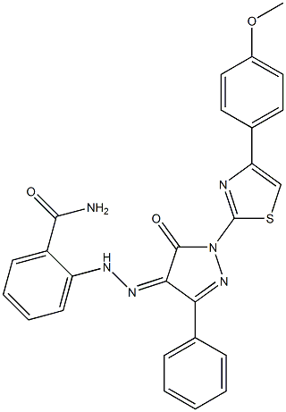 2-(2-{1-[4-(4-methoxyphenyl)-1,3-thiazol-2-yl]-5-oxo-3-phenyl-1,5-dihydro-4H-pyrazol-4-ylidene}hydrazino)benzamide Structure
