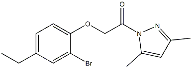 2-(2-bromo-4-ethylphenoxy)-1-(3,5-dimethyl-1H-pyrazol-1-yl)-1-ethanone Structure