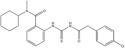 2-[({[2-(4-chlorophenyl)acetyl]amino}carbothioyl)amino]-N-cyclohexyl-N-methylbenzamide Structure