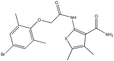 2-{[2-(4-bromo-2,6-dimethylphenoxy)acetyl]amino}-4,5-dimethyl-3-thiophenecarboxamide 구조식 이미지