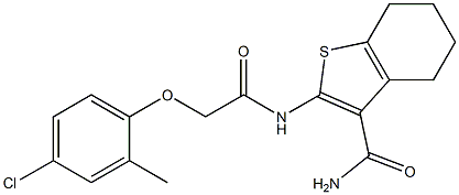 2-{[2-(4-chloro-2-methylphenoxy)acetyl]amino}-4,5,6,7-tetrahydro-1-benzothiophene-3-carboxamide 구조식 이미지