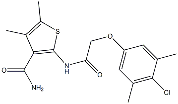 2-{[2-(4-chloro-3,5-dimethylphenoxy)acetyl]amino}-4,5-dimethyl-3-thiophenecarboxamide 구조식 이미지