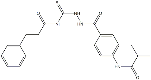 2-methyl-N-{4-[(2-{[(3-phenylpropanoyl)amino]carbothioyl}hydrazino)carbonyl]phenyl}propanamide Structure