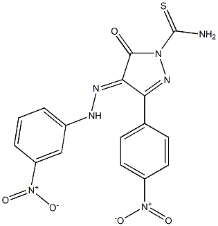 3-(4-nitrophenyl)-4-[(E)-2-(3-nitrophenyl)hydrazono]-5-oxo-4,5-dihydro-1H-pyrazole-1-carbothioamide Structure