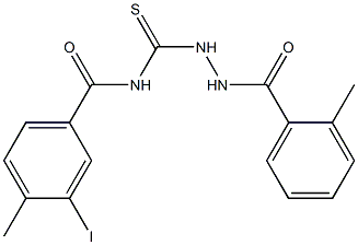 3-iodo-4-methyl-N-{[2-(2-methylbenzoyl)hydrazino]carbothioyl}benzamide Structure