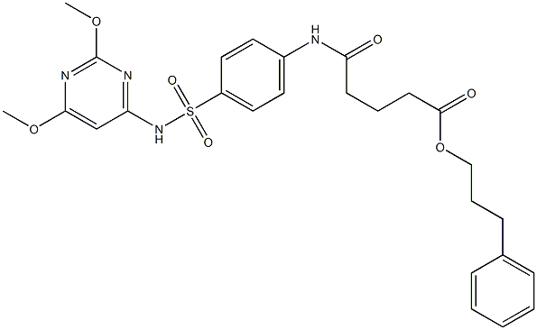 3-phenylpropyl 5-(4-{[(2,6-dimethoxy-4-pyrimidinyl)amino]sulfonyl}anilino)-5-oxopentanoate 구조식 이미지
