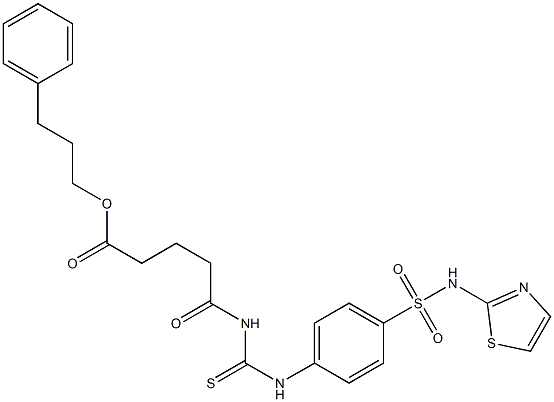 3-phenylpropyl 5-oxo-5-[({4-[(1,3-thiazol-2-ylamino)sulfonyl]anilino}carbothioyl)amino]pentanoate 구조식 이미지