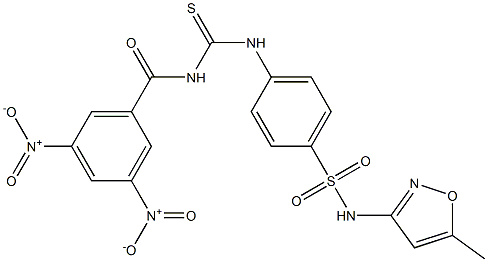 4-({[(3,5-dinitrobenzoyl)amino]carbothioyl}amino)-N-(5-methyl-3-isoxazolyl)benzenesulfonamide 구조식 이미지