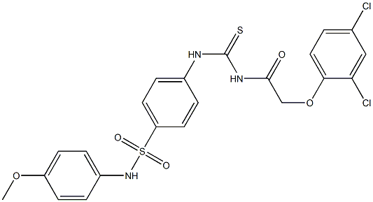 4-[({[2-(2,4-dichlorophenoxy)acetyl]amino}carbothioyl)amino]-N-(4-methoxyphenyl)benzenesulfonamide 구조식 이미지