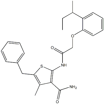 5-benzyl-2-({2-[2-(sec-butyl)phenoxy]acetyl}amino)-4-methyl-3-thiophenecarboxamide Structure