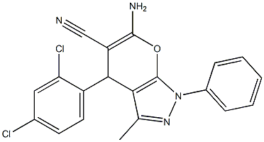 6-amino-4-(2,4-dichlorophenyl)-3-methyl-1-phenyl-1,4-dihydropyrano[2,3-c]pyrazole-5-carbonitrile 구조식 이미지