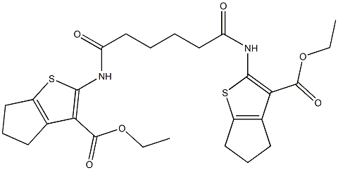 ethyl 2-[(6-{[3-(ethoxycarbonyl)-5,6-dihydro-4H-cyclopenta[b]thiophen-2-yl]amino}-6-oxohexanoyl)amino]-5,6-dihydro-4H-cyclopenta[b]thiophene-3-carboxylate Structure